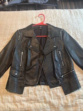 Women’s Black Faux Leather Moto Jacket